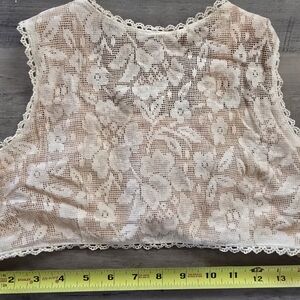 POL Peach Lace Floral Women Top - Cream